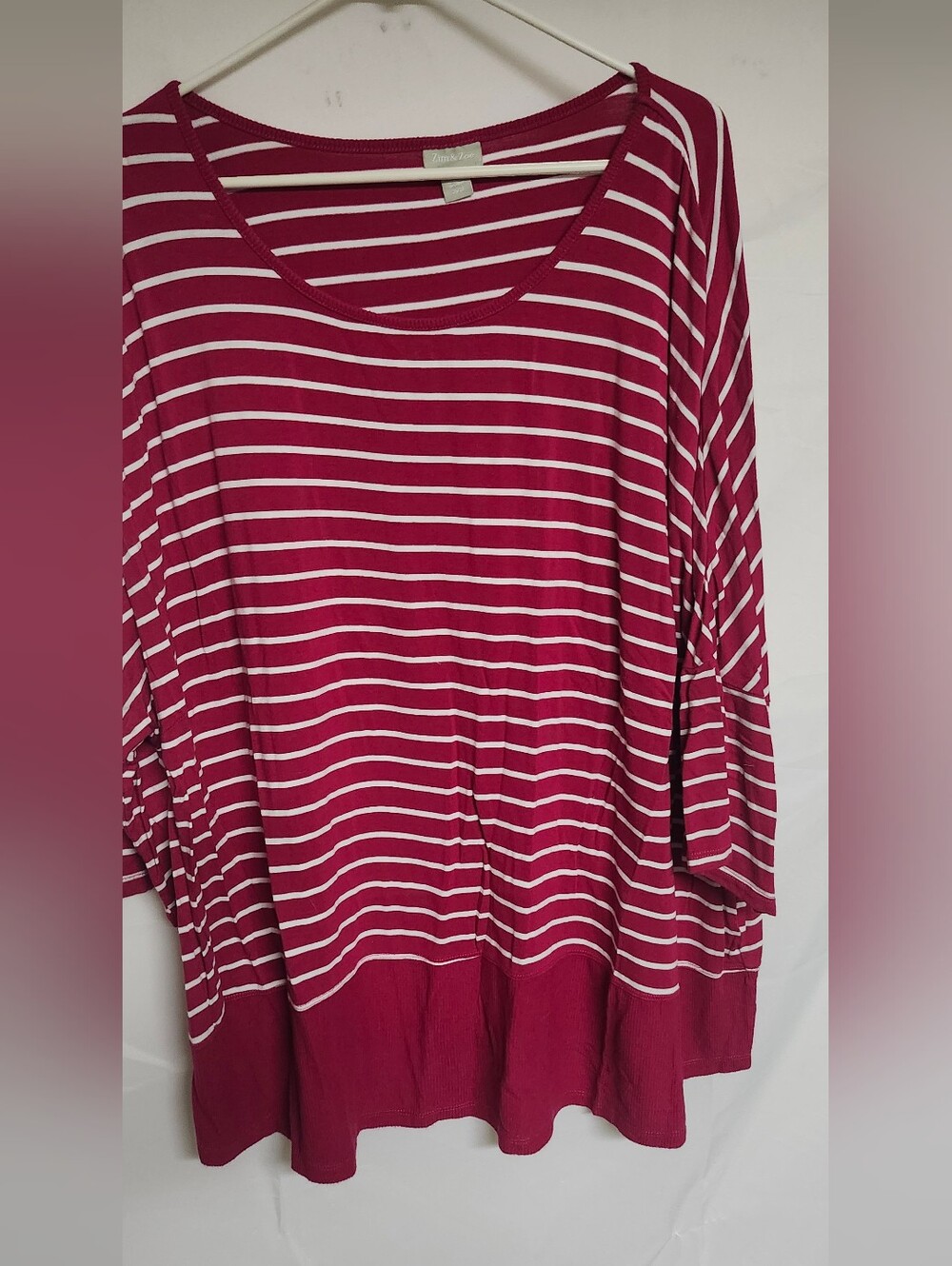 Striped Dark Pink Women's Scoop Neck Top